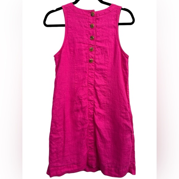 J. CREW Womens Button Back Shift Dress Beauchamps Linen Neon Flamingo Pink Sz XS - Picture 3 of 7